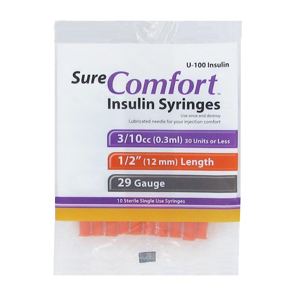 Dealbar Com Sure Comfort Insulin Syringes 29 Gauge 3 10cc 1 2 In